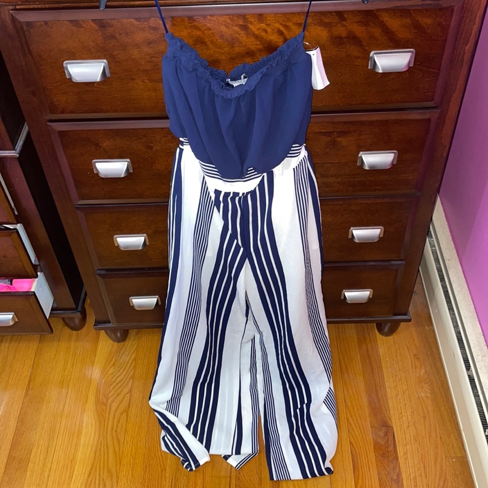 Navy Blue & White Jumpsuit NWT